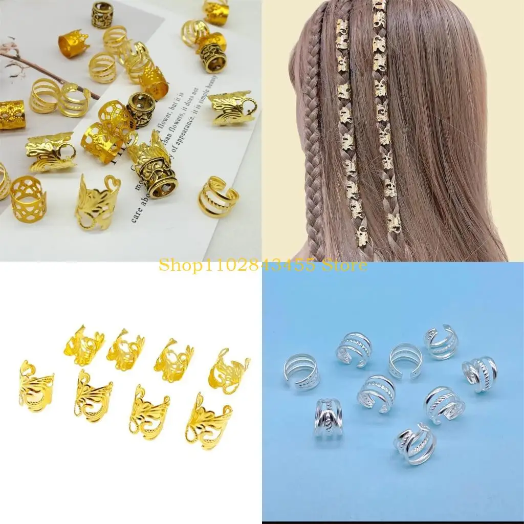 49MC 100 Pcs Braid Clip Hair Beads Loose Coil Hair Clip Dreadlock Bead Braid Rings Hair Rings Hair Jewelry For Braid