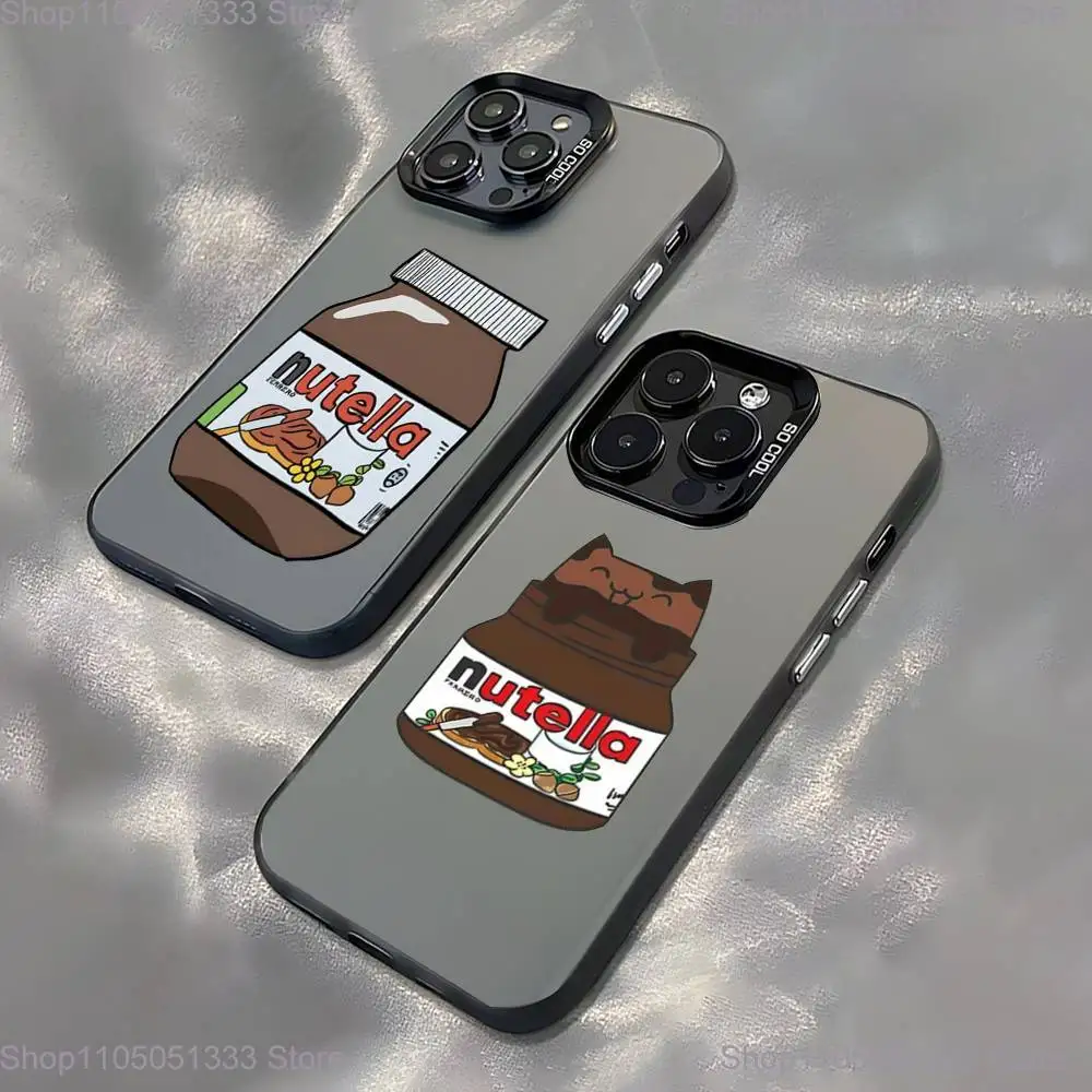 

N-Nutella Chocolate Phone Case For iPhone 16,15,14,13,12,11,Pro,XS,Max,Plus,Mini,SE Black Candy Matte Shockproof Cover