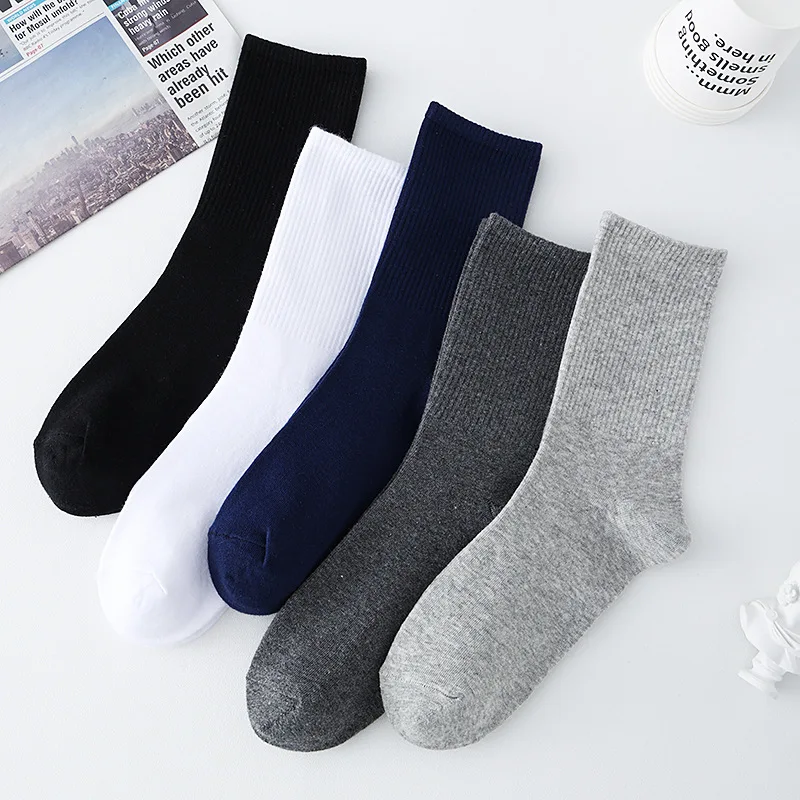 

5 пар носков унисекс, удобные спортивные дышащие высококачественные хлопковые носки, однотонные простые универсальные носки средней длины