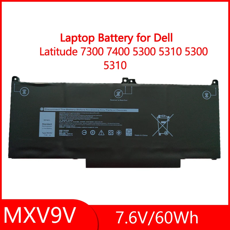 

MXV9V Laptop Battery For DELL Latitude 7300 7400 5300 5310 5300 5310 Series 829MX 0829MX 5VC2M 05VC2M 7.6V 7600mAh 60WH