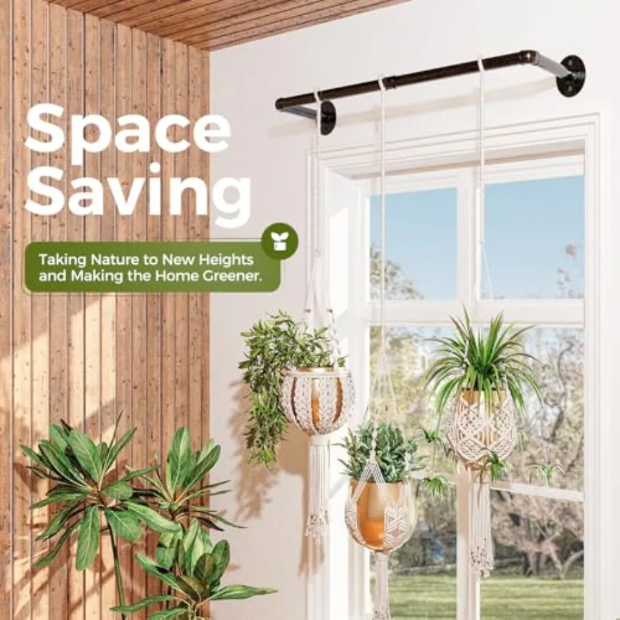 Hanging Planters for Indoor Plants Plant Hanger Indoor Hanging Plants Rod 36.2in Window Plant Shelves Metal Rod Pot/Chain/Plant