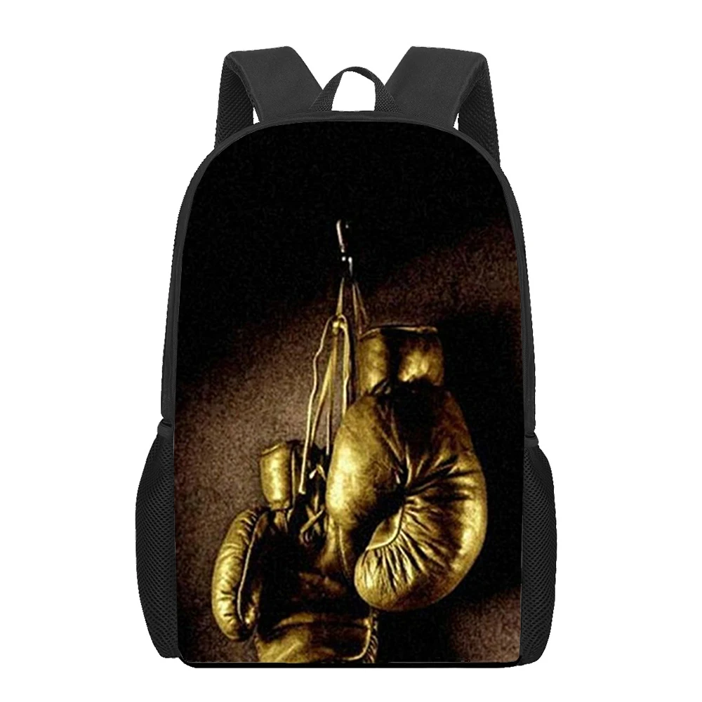 Luvas de boxe 3D Print School Bag, Adolescentes Meninos e Meninas Mochila, Kids Book Bags, Viagem, Casual, Laptop, Estilo Cool