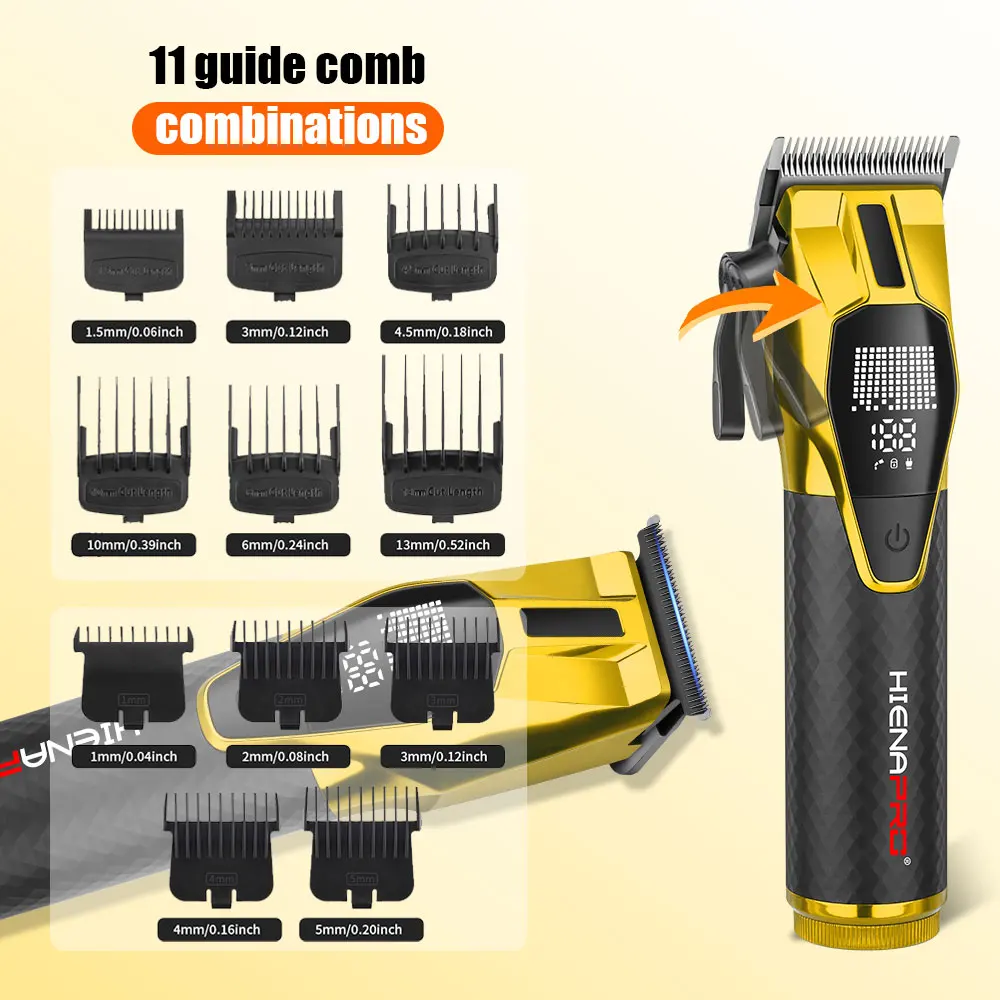 HIENA الشعر المتقلب المهنية آلة حلاقة كليبرز اللاسلكي ماكينة حلاقة أداة تهذيب اللحية الحلاقة ماكينة حلاقة كهربائية للرجال