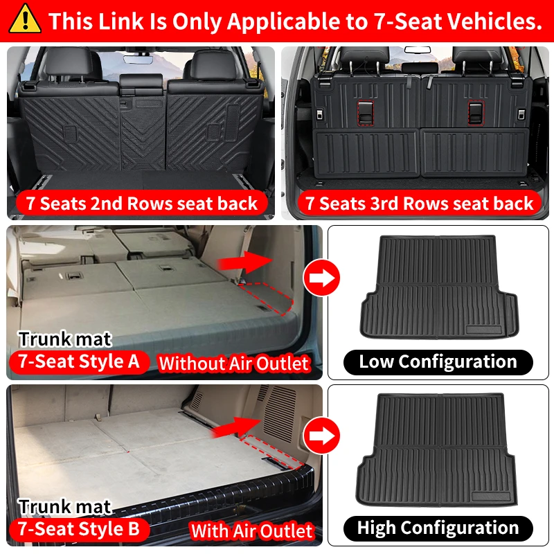 For 2010-2023 Toyota Land Cruiser 150 LC150 Prado Lexus GX460 Seat Back Cushion Trunk Mat Scratch Resistant Interior Accessories