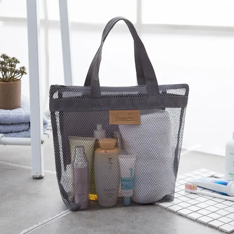 Portable Mesh Travel Washing Body Shower Tools Organizer Makeup Toiletry Storage Bags Handbags Hanging Cosmetic Organizer Pouch