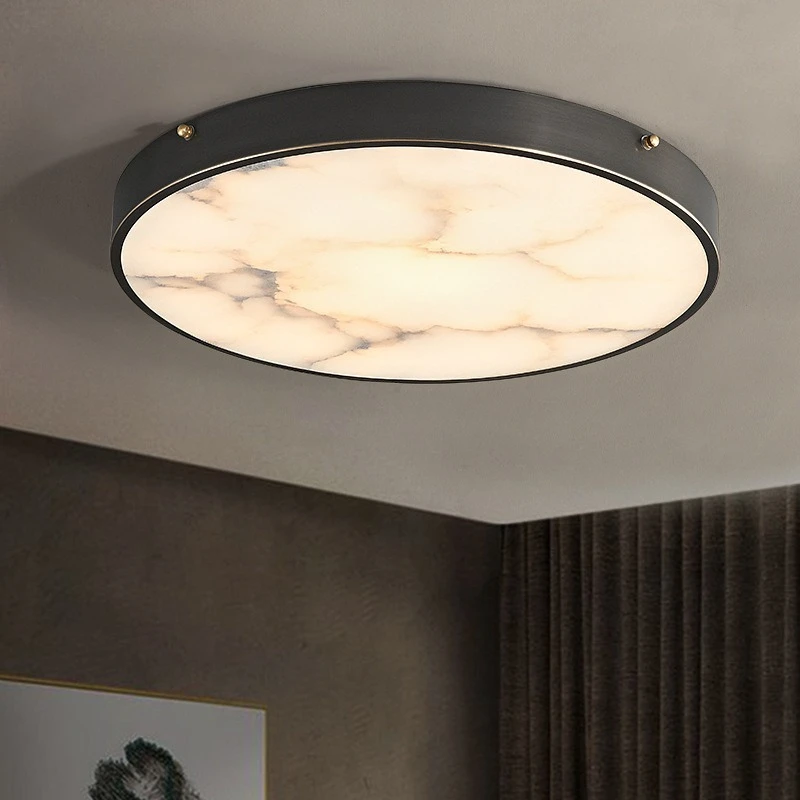 Modern Design All Copper Marble LED Three Color Variable Light Ceiling Light Living Room Villa Bedroom Aisle Luxury Indoor Light
