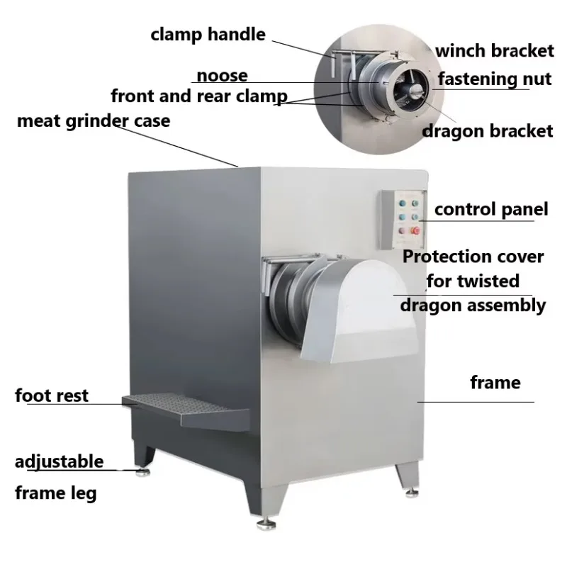 Customized Industrial Meat Grinder Processing Machinery 2t 5t Frozen Fresh Meat Block Mincer Electric Meat Grinder Machine