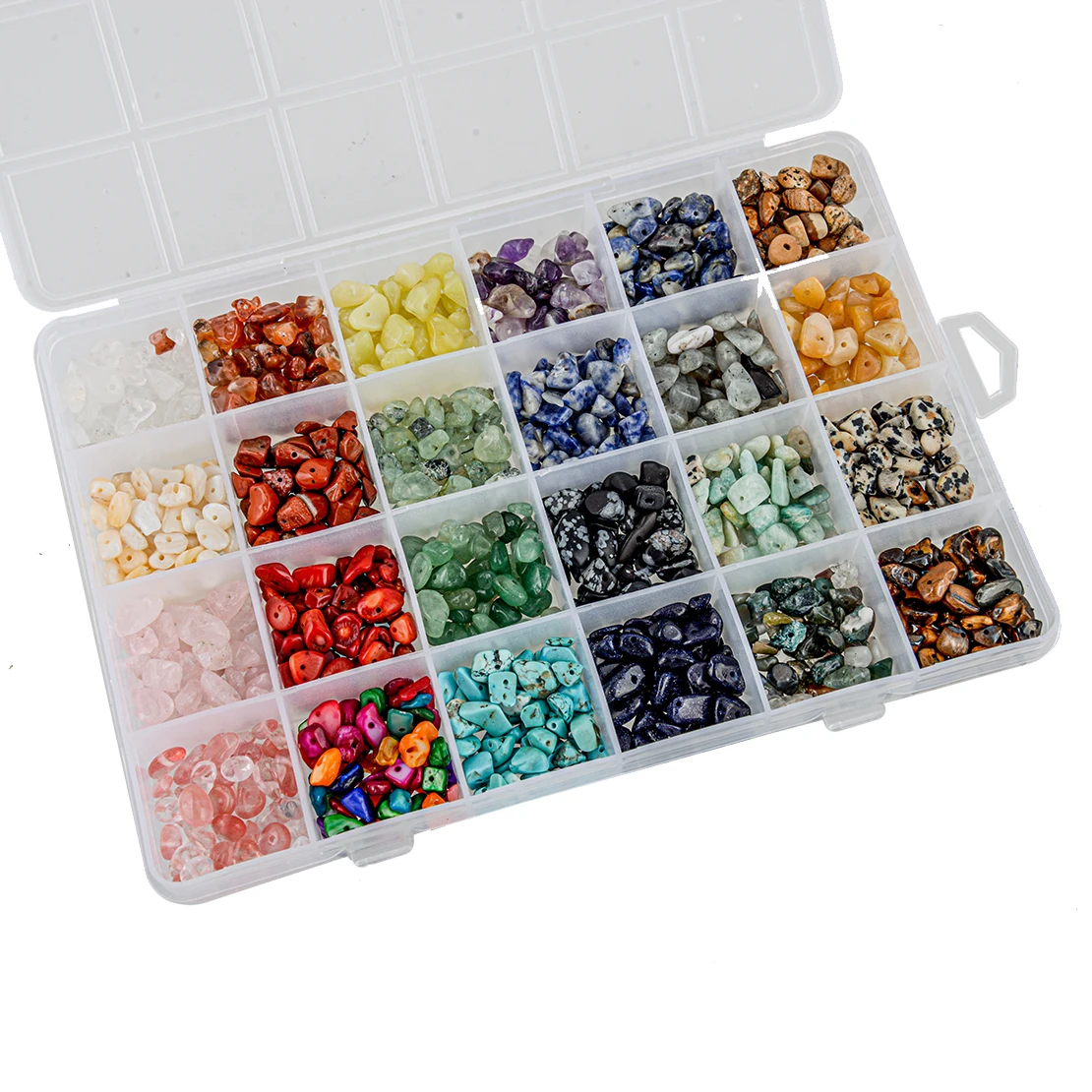 24Kinds of Irregular Gemstone Beads with Spacer Beads Lobster Clasps Elastic Cord Colorful For DIY Jewelry Making Decoration