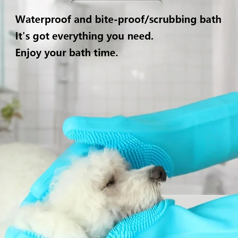 Pet Grooming Cleaning Gloves Dog Cat Bathing Shampoo Glove Scrubber Magic Dishwashing Cleanner Sponge Silicon Hair Removal Glove view 4
