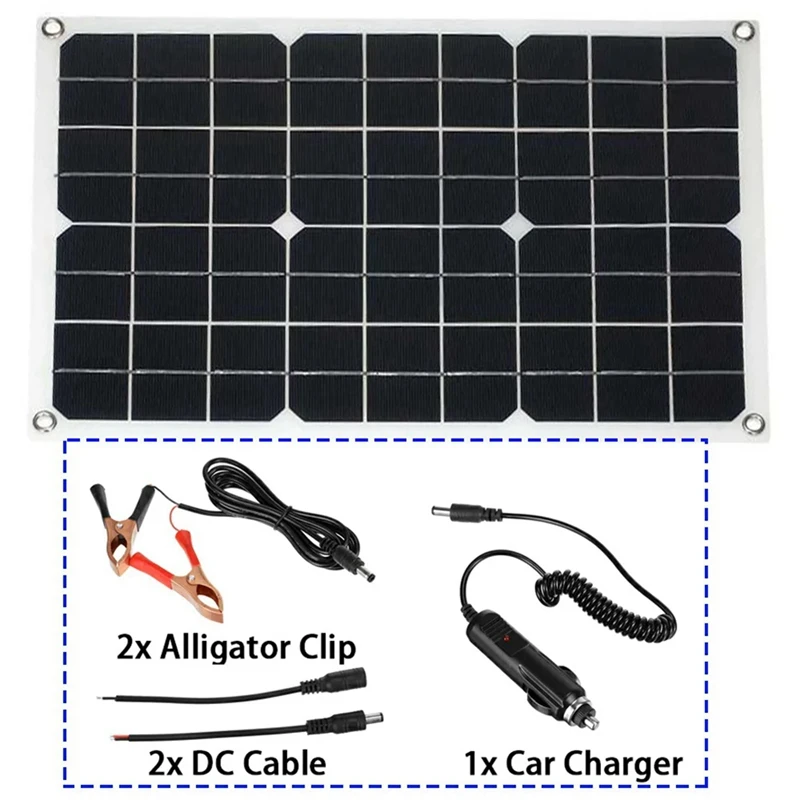 20W Car Battery Solar Panel System Kit Solar Charger Portable Flexible Solar Panel Controller 2USB Output Durable