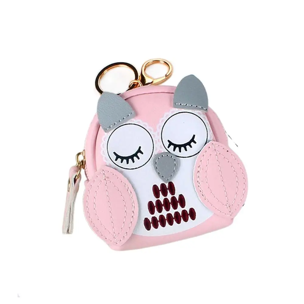Bag Card Holder Lady Wallet Short Purses PU Leather Women Owl Clerk School Bag Pendant Key Bag Owl Coin Purse Car Key Chain view 4