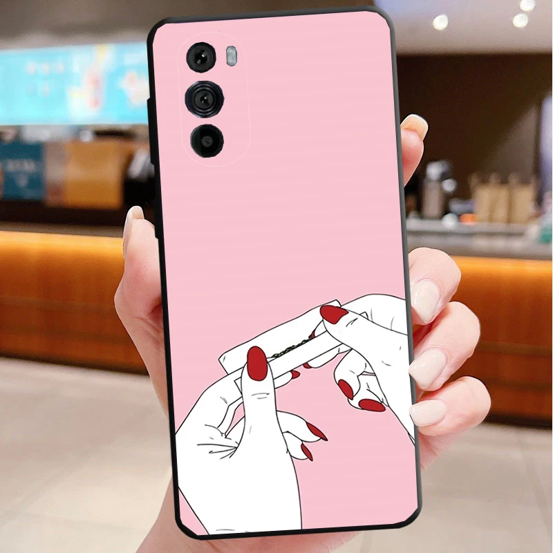 

Phone Case For Motorola Edge 50 40 Pro 60 50 40 30 Ultra Neo Fusion Moto G85 G72 G53 G54 G84 G13 G32 Weed Cigarette Smoking