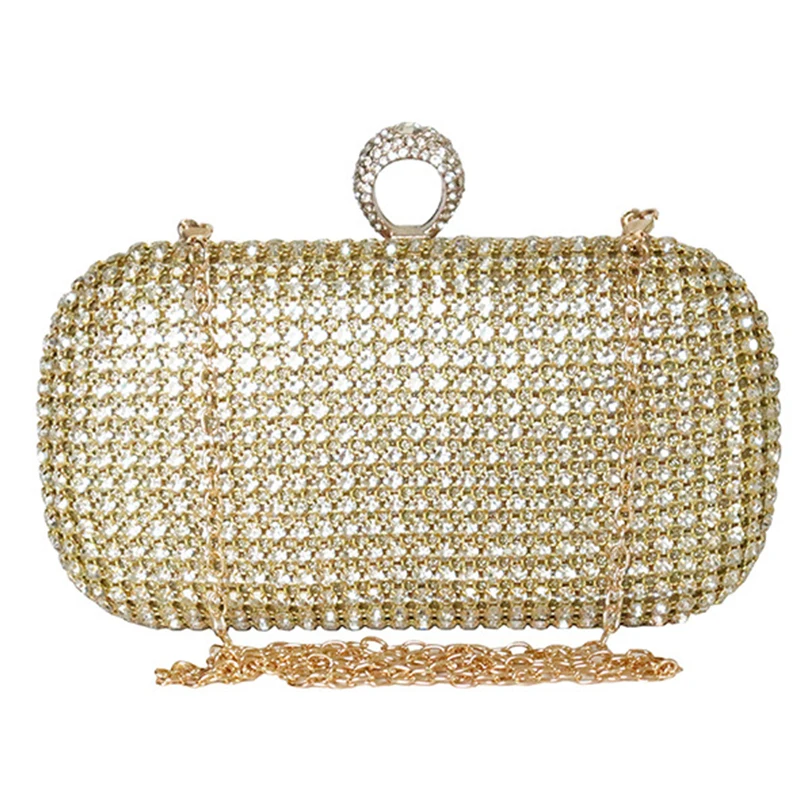 

Gold Diamonds Women Luxury Clutch Evening Bags Shiny Crystal Ladies Cell Phone Pocket Purse Female Wallet For Party Quality Gift