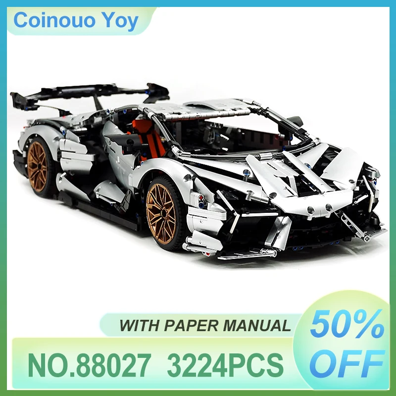 

MOYU 88027 Технический супер спортивный автомобиль, строительные блоки, гоночный автомобиль, кирпич, образовательная сборка, игрушка «сделай сам», Рождественский подарок для детей и взрослых