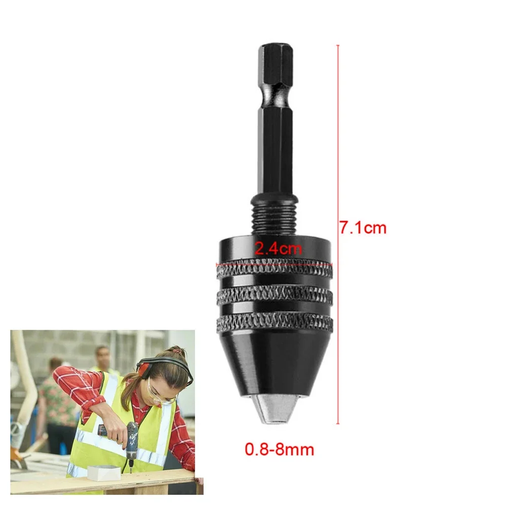 Mini Keyless Drill Chuck 0.3-8mm Self-Tighten Electric Drill Bits Collet Fixture Tools 1/4 Inch Hex Shank Quick Change Converter