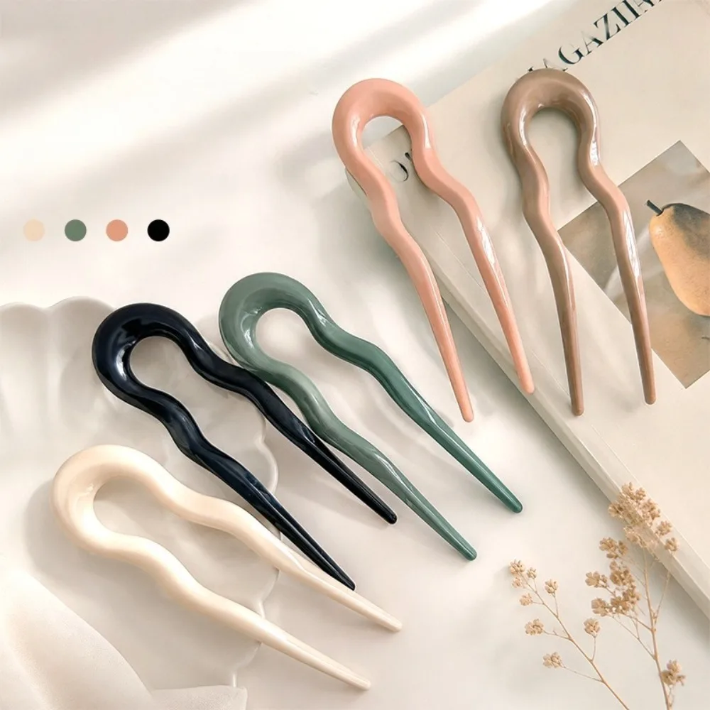 1 Pc Solid U-Shaped Women S Hair Fork Chic Tortoiseshell Acetate Hairpin Geometric Design Headwear Hair Sticks Girls Accessories
