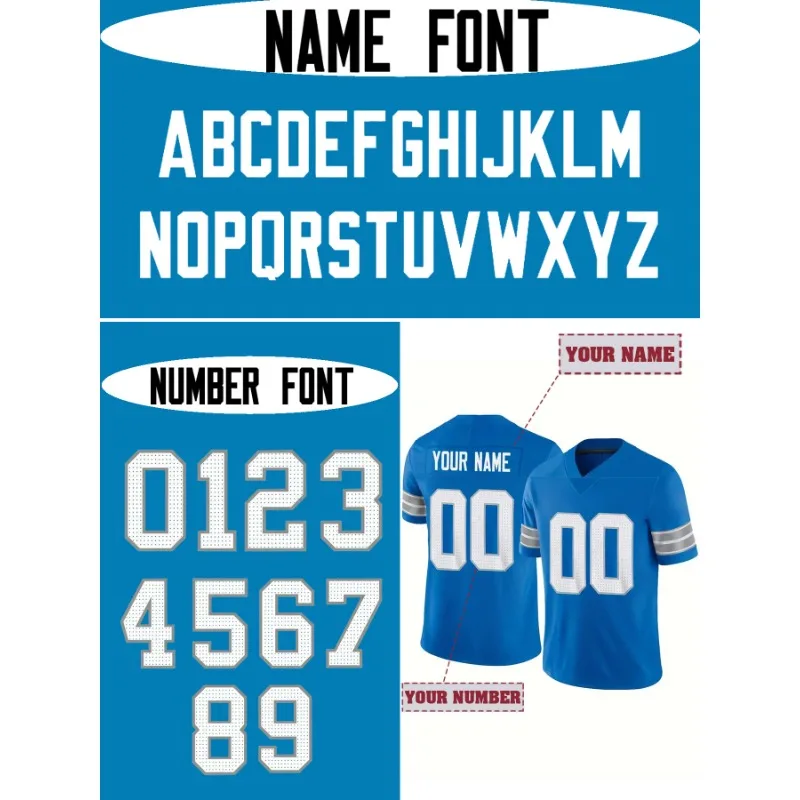 Custom Men's American Football Jersey-Personalized Name&Number Breathable Short Sleeve Detroit Rugby Shirt for Lions T-Shirts