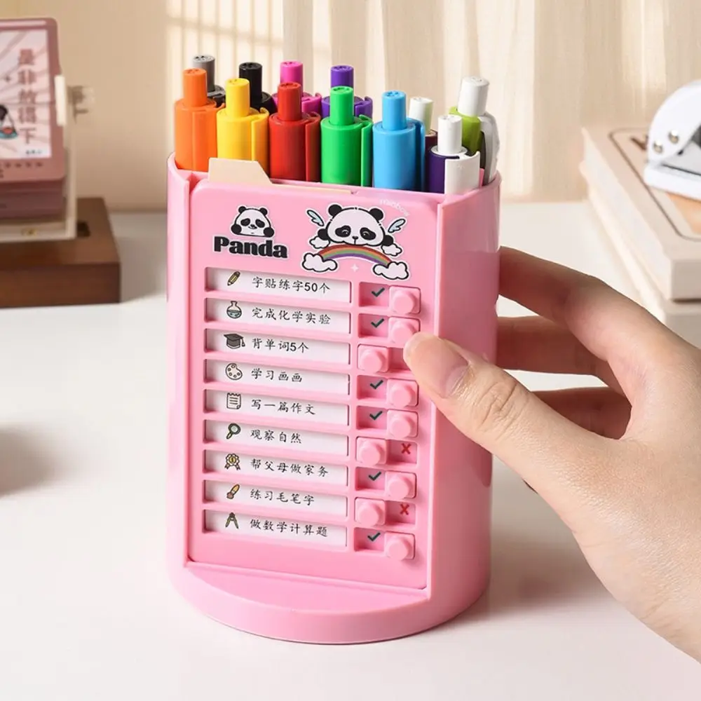 Self-discipline Punch 360° Rotating Pen Holder Chores Checklist Schedule Memo Makeup Brush Holder Efficient Plastic