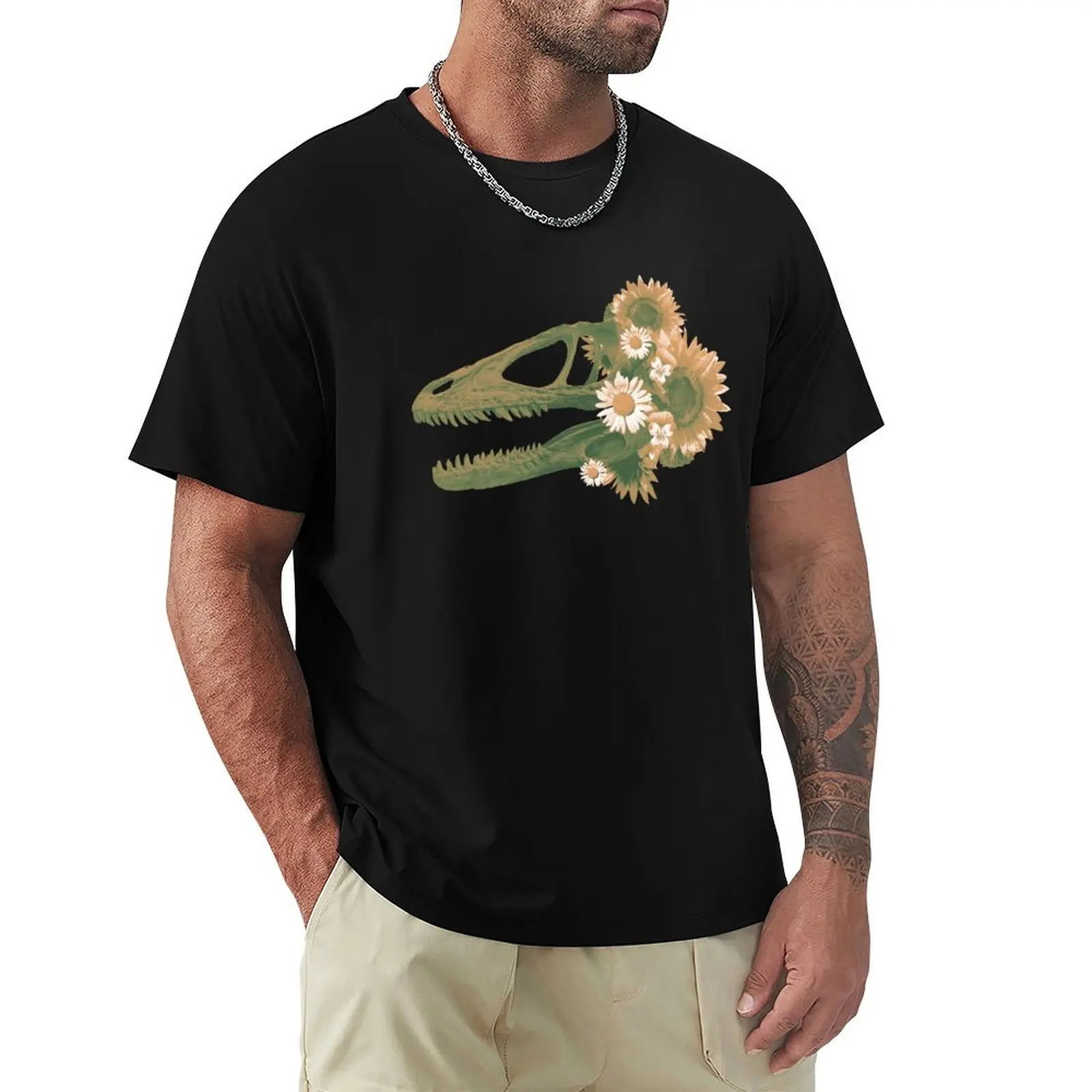 Floral Velociraptor T-Shirt t shirts for man slim fit T-Shirt