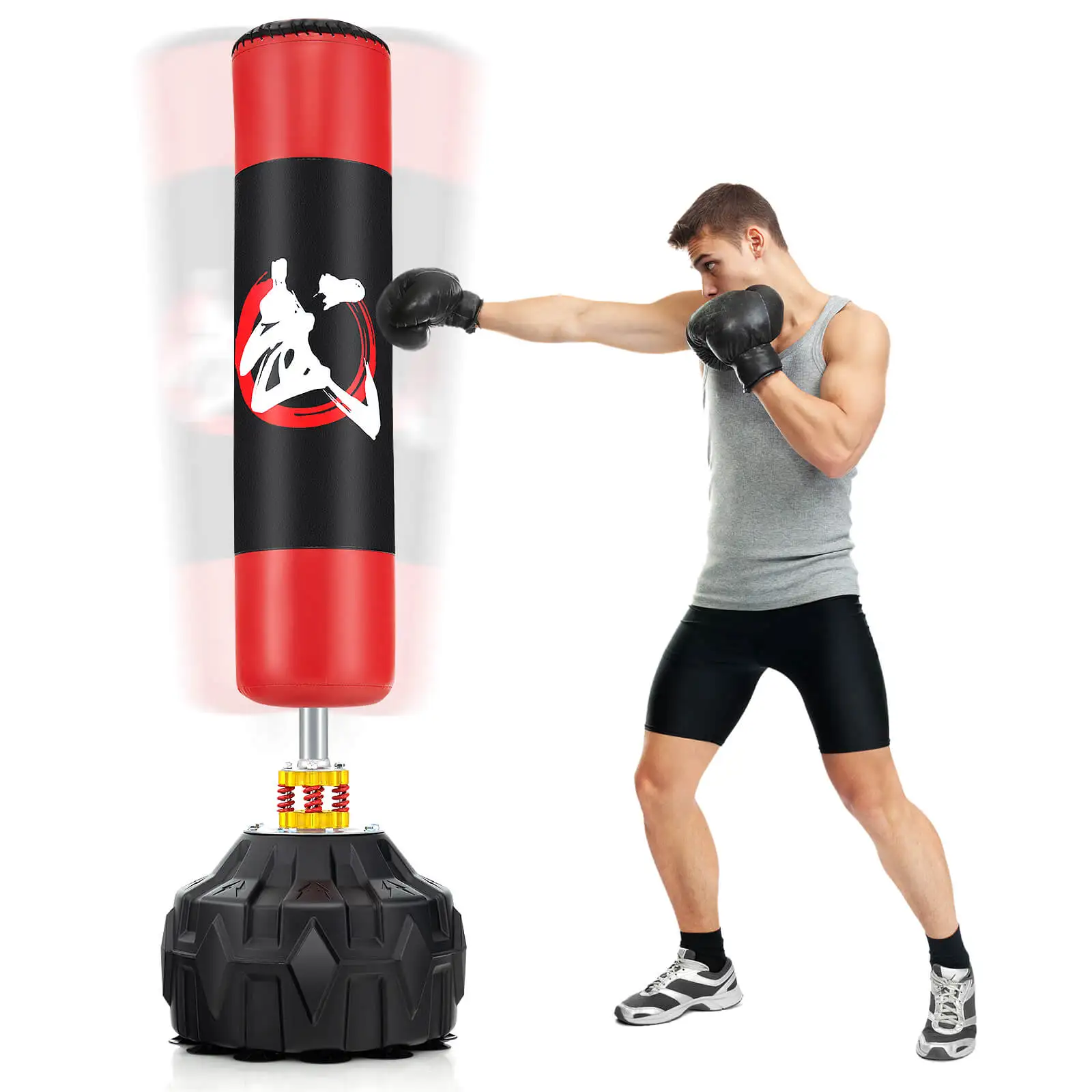 70 Freestanding Punching Bag w/ Fillable Base 12 Suction Cups & Shock Absorbers