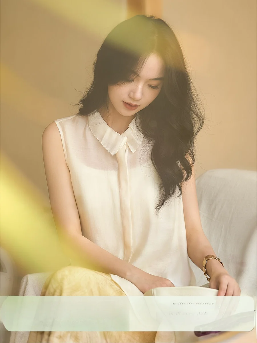 

Elegant Casual Commute Sleeveless Top Rylee Fiber Polyester Blend Skin-Friendly Breathable Spring 2026 Women's Shirt