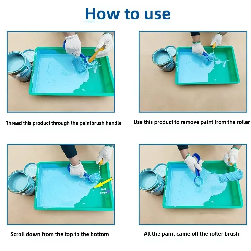 1pc manga de limpeza ferramenta de pintura de parede protetor de rolo limpador super fácil de limpar ferramenta rolo de pintura escova rotativa limpador