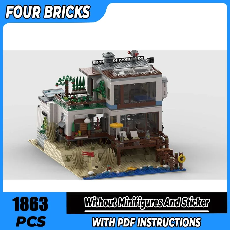 Moc Building Blocks Beach House on the dune Technology Modular Bricks Model  Gifts Christmas Toys DIY Sets Assembly