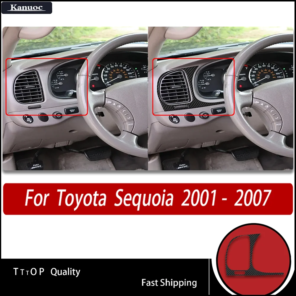 

High-Gloss Carbon Fiber Car Interior Stickers - Driver's air outlet For Toyota Sequoia XK30 XK40 2001- 2007