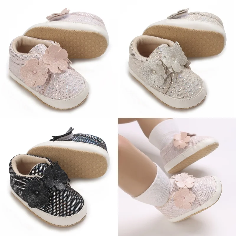 

Spring and Autumn Style Flower Walking Shoes For 0-1 Year Old Baby Girls High Top Soft Soled Baby Shoes