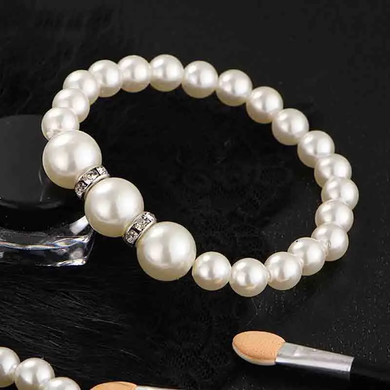 White Crystal Pearl Chain Bracelet for Women Wedding Bridesmaid Gift Pearls Bracelets girl jewelry wholesale