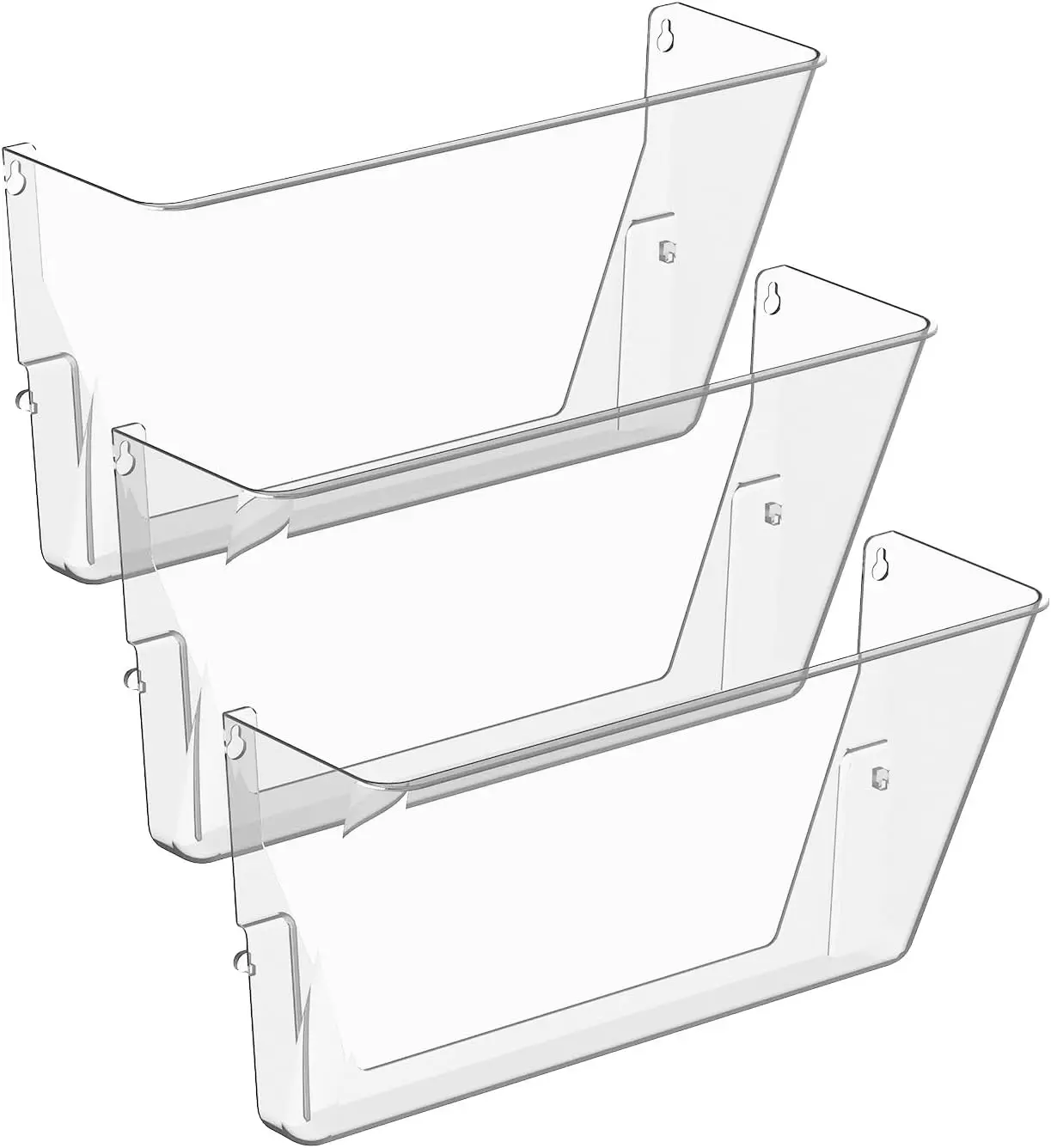 

Clear Acrylic Wall Mount File Holder, Single Pocket Hanging Organizer for A4 Folders, 3 Pack