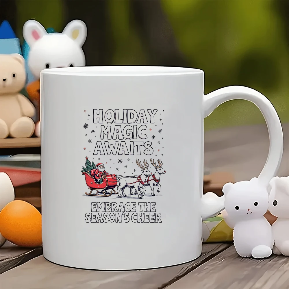 

11oz Santa Claus cartoon mug + Holiday Joy Cup Christmas Gift for Kids Family Office Coffee Cup