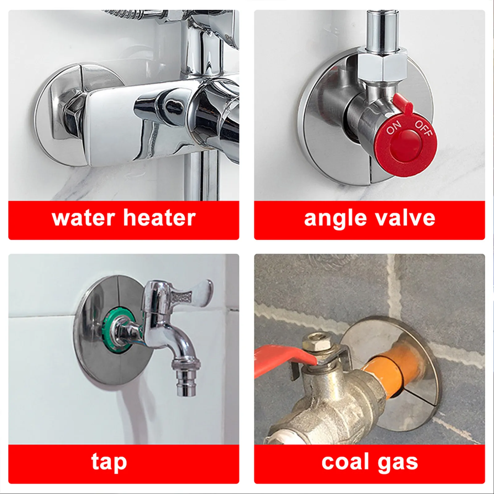 2Pcs Plumbing Cover Plates High Grade Stainless Steel Split Pipe Flange Covers for Wall Heating Water Gas Pipes Toilet Flange