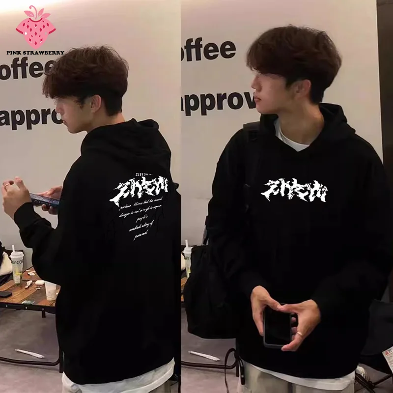 

American style Street Plush Hoodie Men Autumn Winter 2025 New Oversize high quality Pullover Sweatshirt Y2K Tops mens clothing