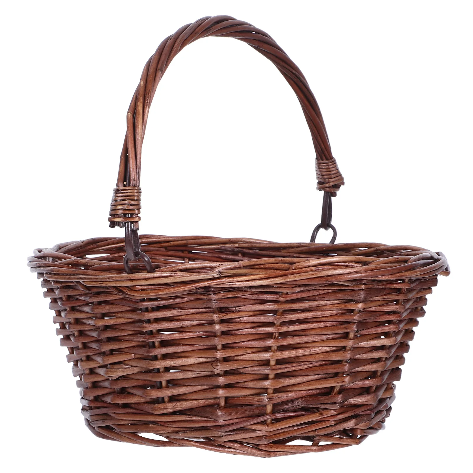 

Picnic Basket Harvest Gift Woven Decorative Portable Shopping Willow Handles Fruit Flower Grocery Berry Picking Spacious