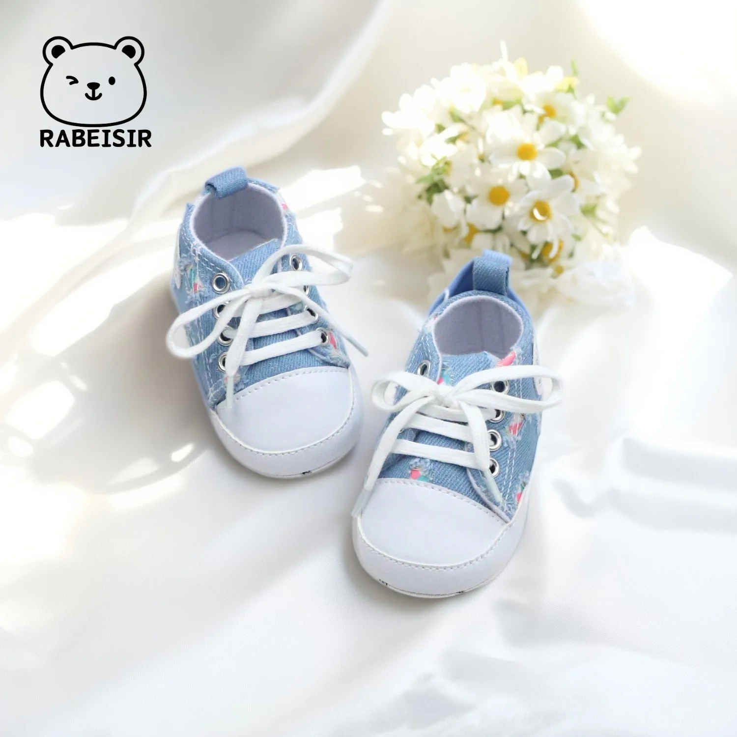 

Baby canvas shoes, newborn baby walking shoes, 6-12-18 months old denim shoes for boys and girls, soft soled and comfortable