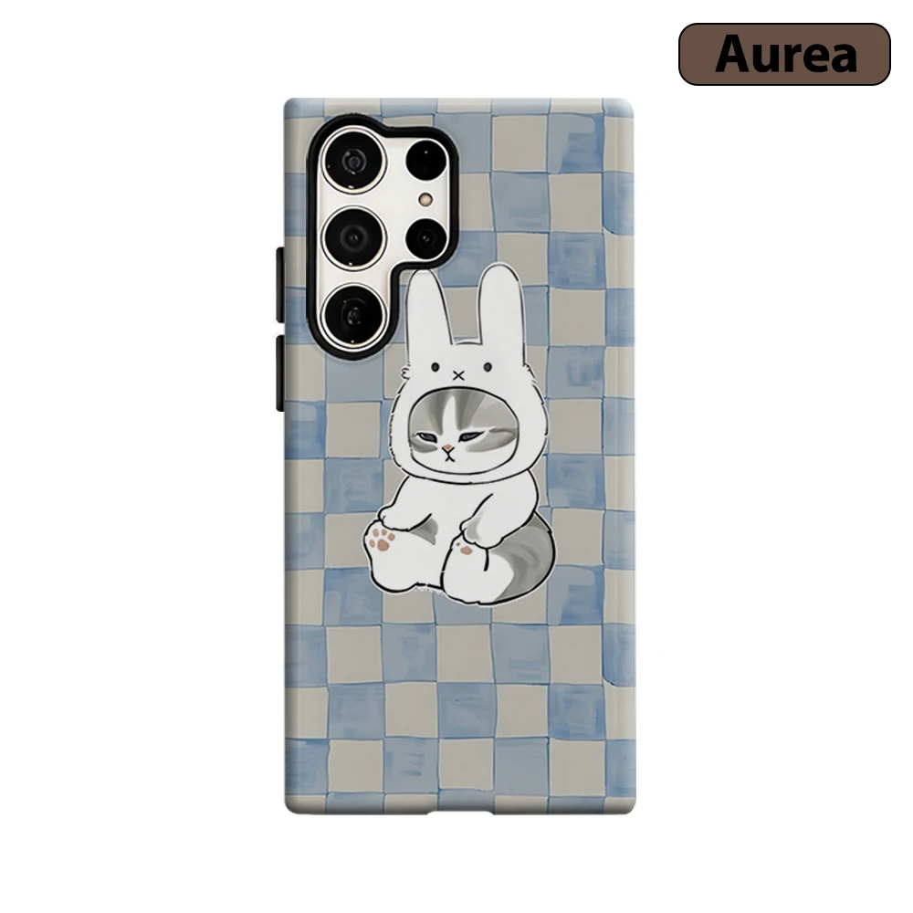 Cat In Bunny Costume Phone Case for Samsung Galaxy S26 S25 Ultra S24 S23 Ultra Plus Shockproof Double layer tough Back Cover