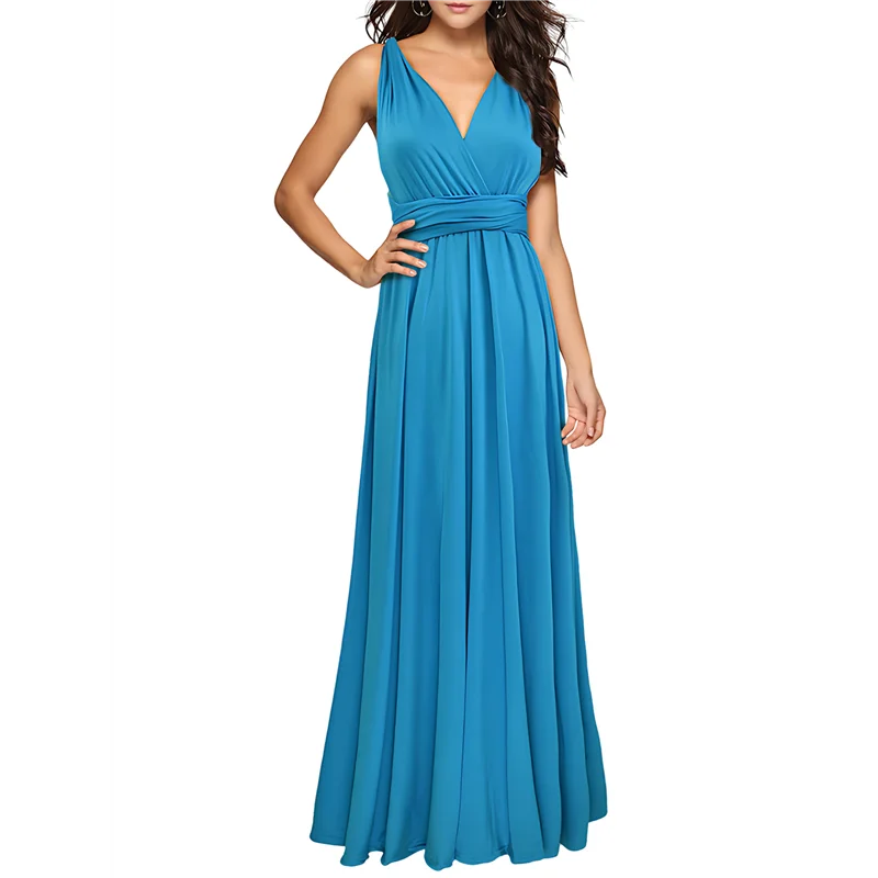 

CYL-Женское многофункциональное платье с несколькими веревками и перекрестными бретелями, однотонное платье макси без рукавов с высокой талией