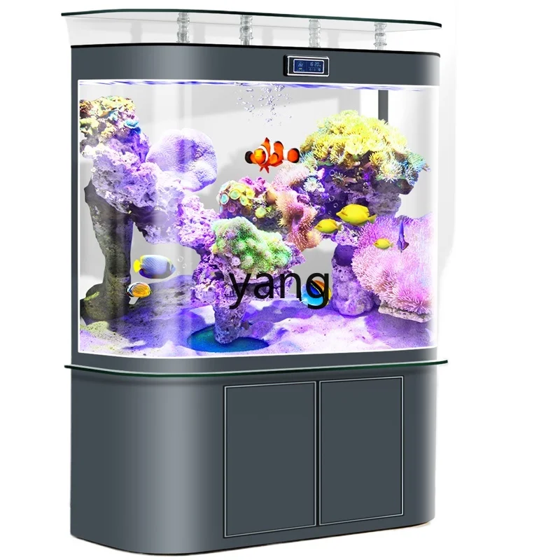 Yjq Arc Large Curved Fish Tank Living Room Home Small and Medium Ecological Goldfish Aquarium Glass Cylinder