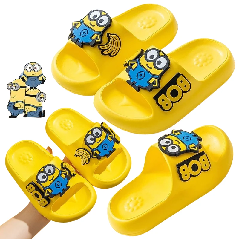 

Minions Bob Slippers for Boys Girls Cartoon EVA Home Bathroom Slippers Outdoor Beach Casual Flip-flops Silent Soft Sole Slipper
