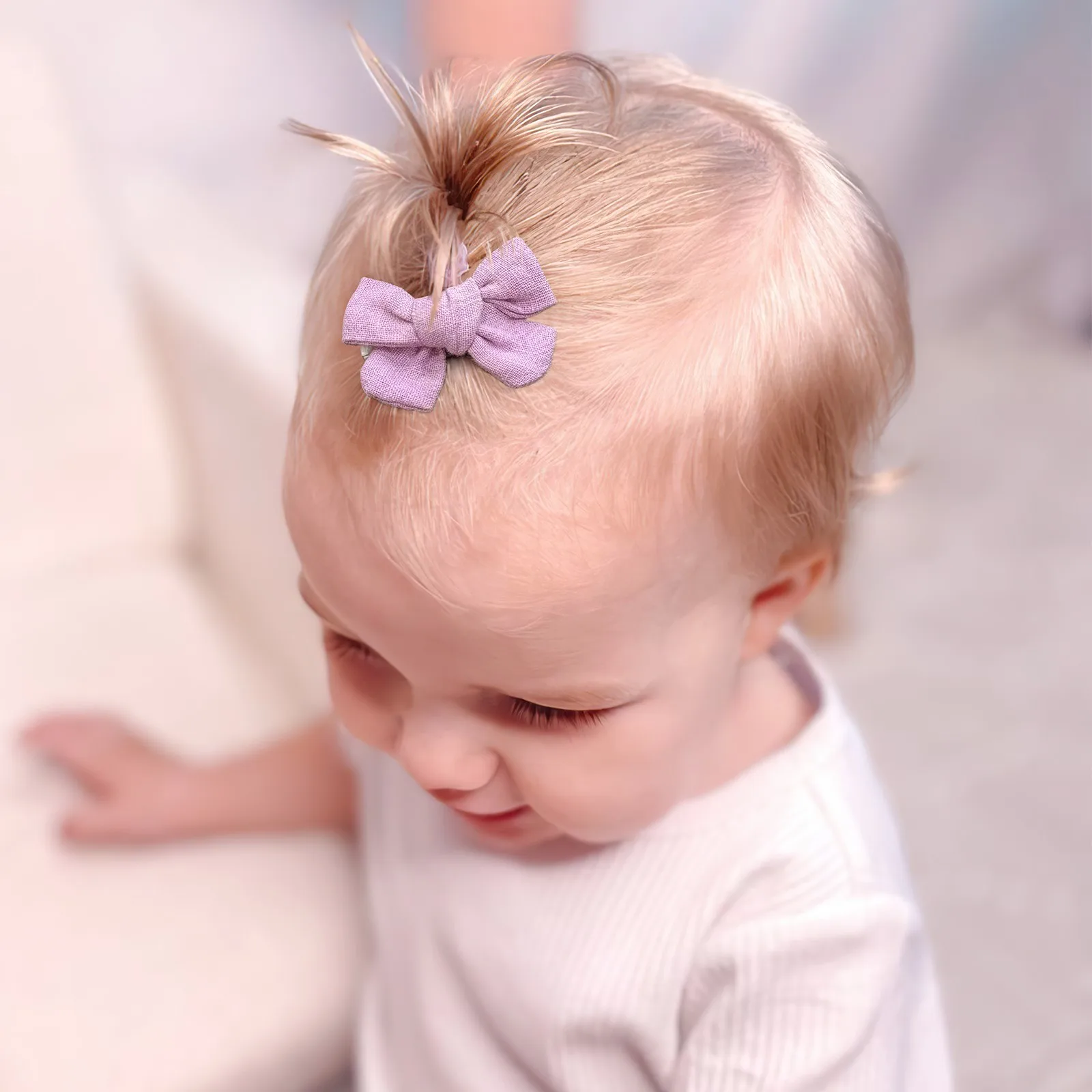 10Pcs Baby Bows Cotton Linen Fabric Hair Bows Alligator Hair Clips Barrettes and Hair Accessories for Baby Girls,Toddlers Kids image 3