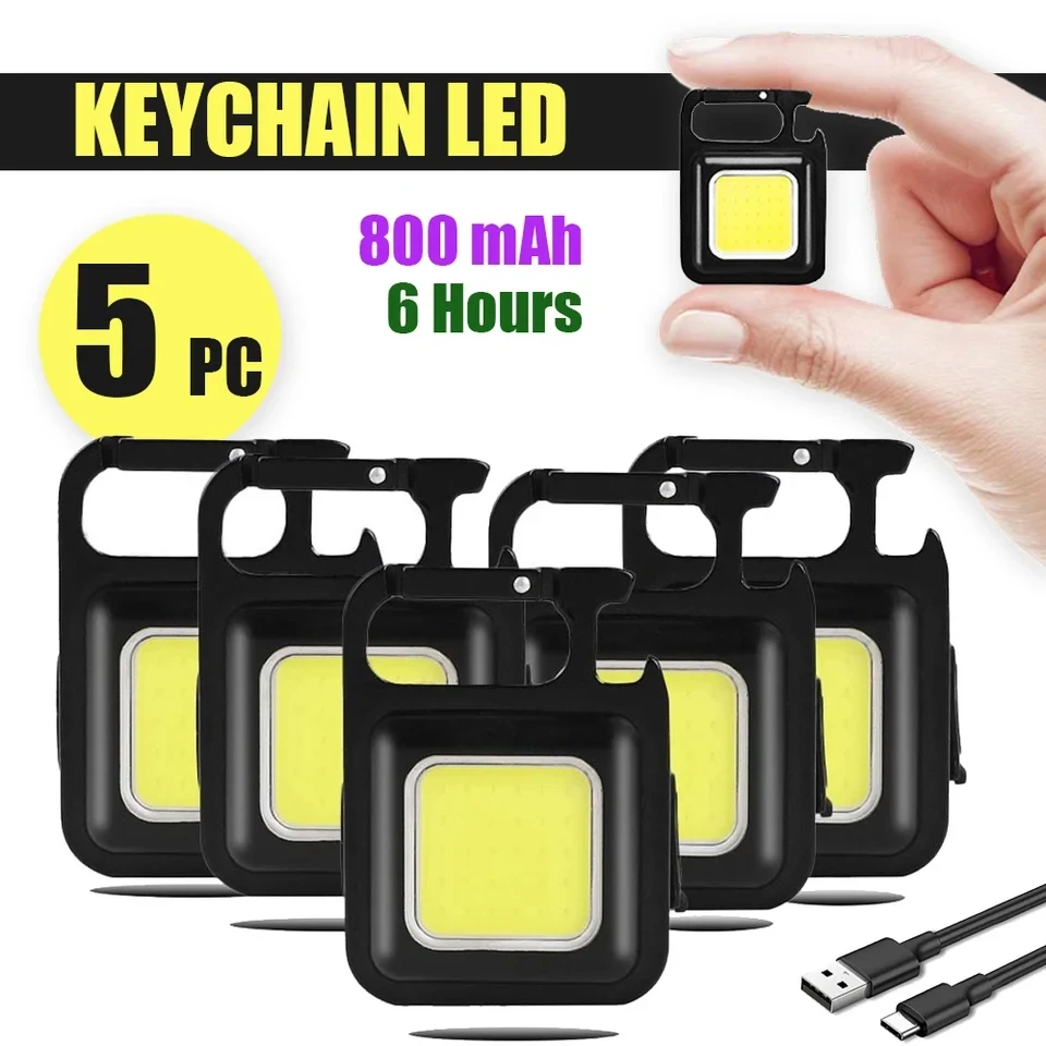 Mini LED Working Light USB Rechargeable Flashlight Portable Keychain Light Magnetic Lantern For Outdoor Hiking Fishing Camping