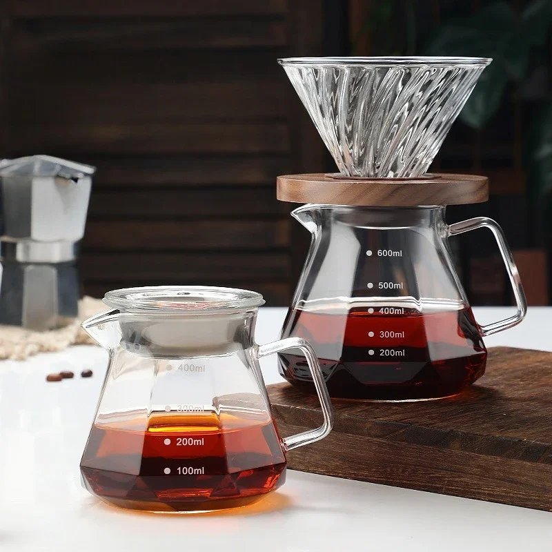 Diamond Fashion Design Glass Drip Coffee Maker Set ,Coffee Carafe,Glass Coffee Pot with Lid Coffee Server Tea Kettle Dispenser