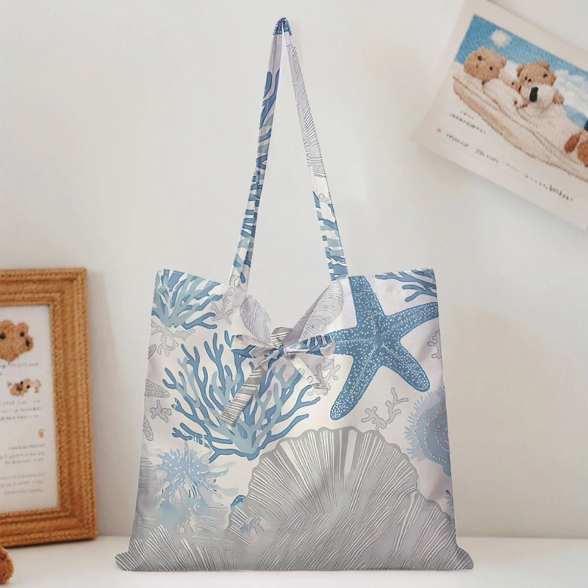 

Cute Tote Bag for Women Portable Versatile Letter And Cartoon Pattern Eco-Friendly Handbag Fashionable Women's Shopping Bag