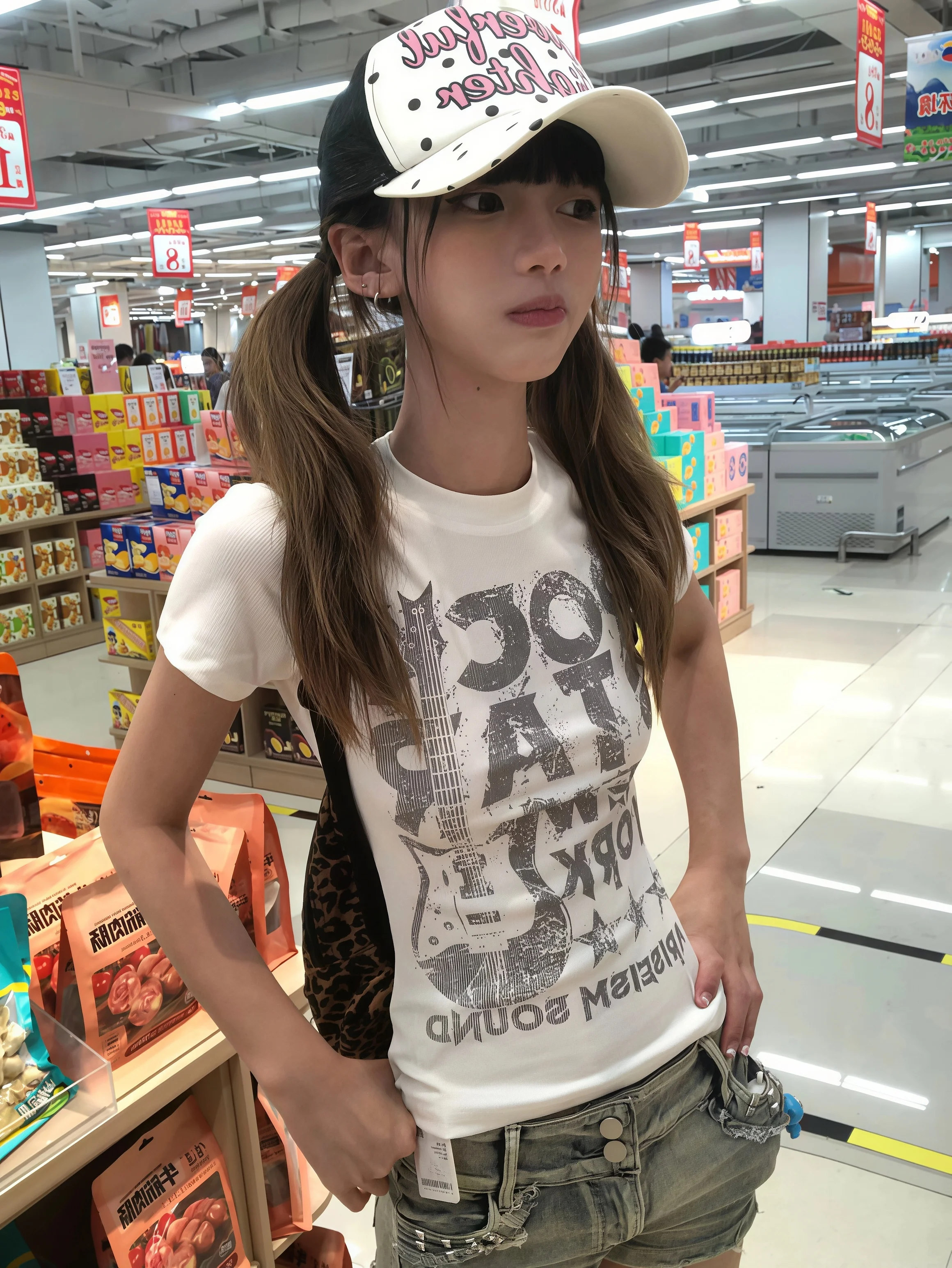 Camiseta con estampado de letras de guitarra rockera Y2K para mujer, corte ajustado, manga corta, estilo vintage, ropa de calle casual, top corto.