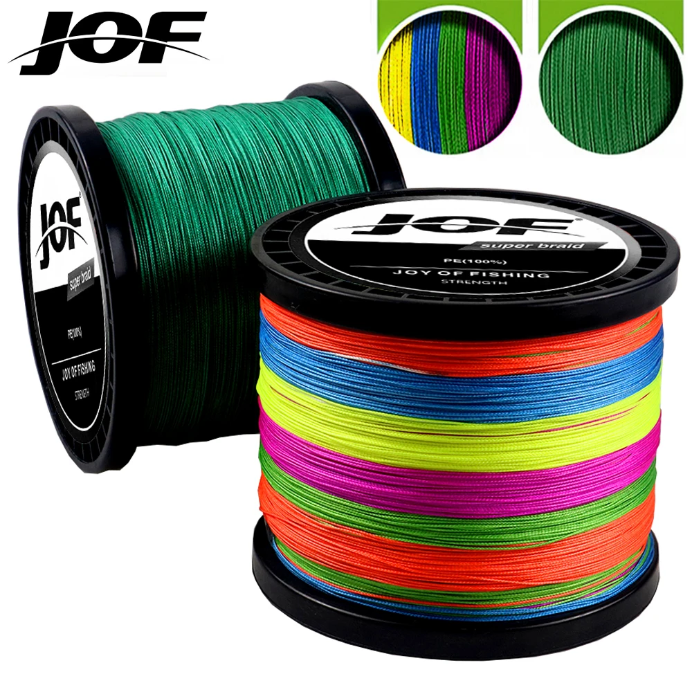 JOF 1000M 8 Stränge 4 Stränge 18-80LB PE Geflochtene Angelschnur Multifilament Super Starke Angelschnur Japan Mehrfarbig