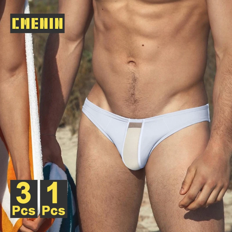 CMENIN 1/3Pcs Modal Men Underwear Sexy Breathable Mesh Crotch Men's Briefs Low Waist Men Trunks Gays Man Bikini Underpants Brief