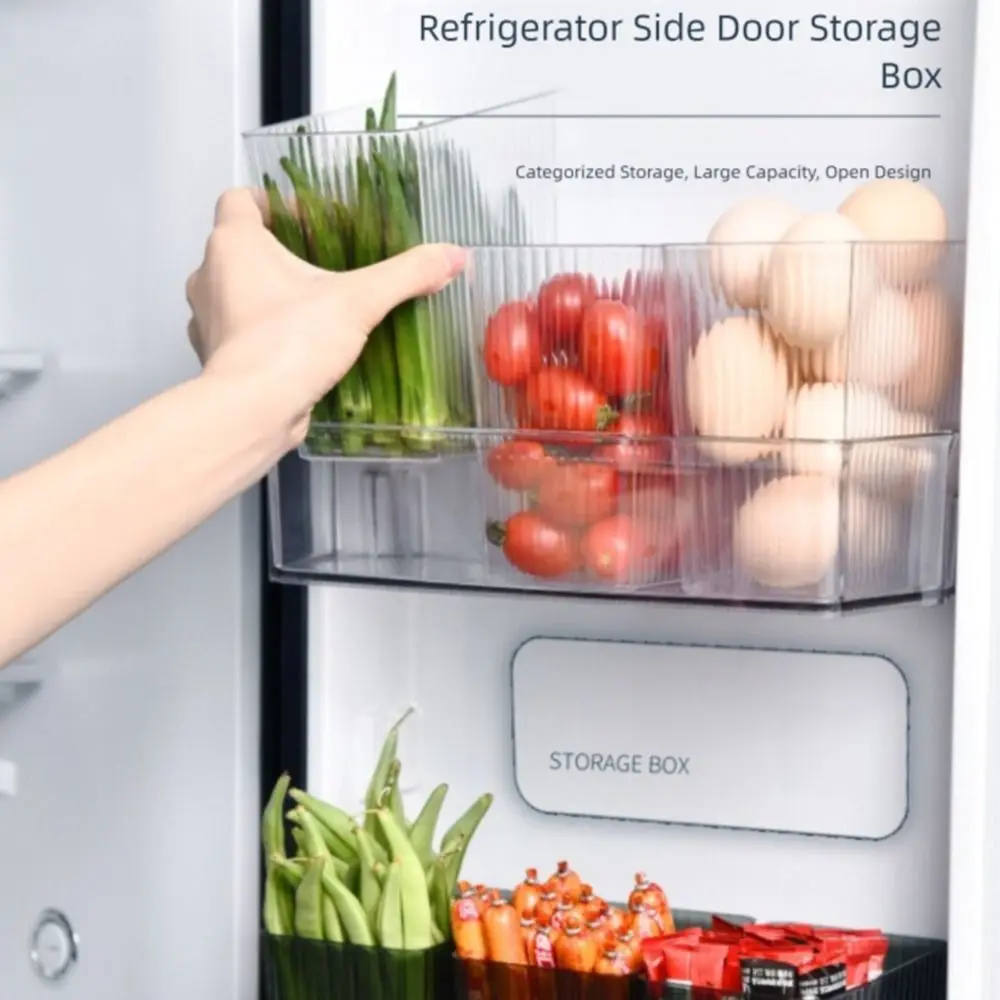 

Transparent Refrigerator Side Door Storage Box Space-saving Large Capacity Fridge Organizer Rack Food Preservation Box