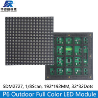 Outdoor P6 LED Sign Display Outdoor Full Color RGB Module Panel SMD2727 192*192mm Advertising Board 1/8Scan 32 x 32pixels