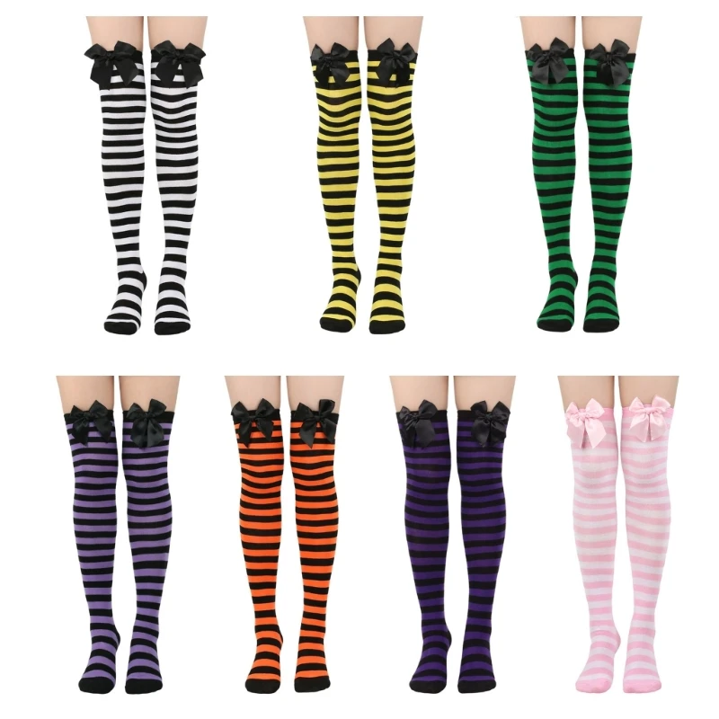 

Breathable Polyester Blend Knees High Socks Bows Accent Elastic Thermal Stockings For Cold Weather Comfortable Socks